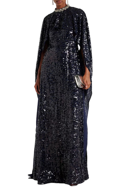 SEQUINED CAPED GOWN