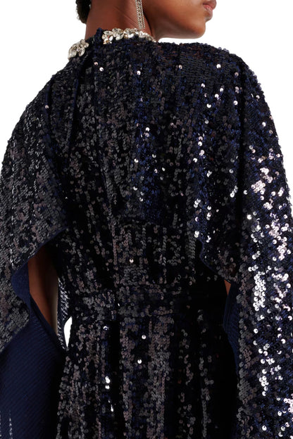 SEQUINED CAPED GOWN