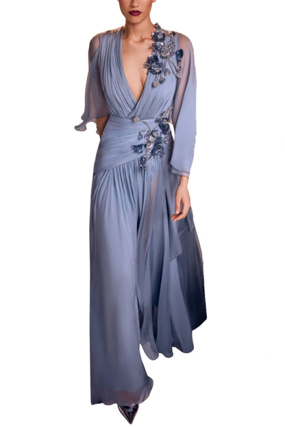 SILK CRYSTAL-EMBELLISHED GOWN