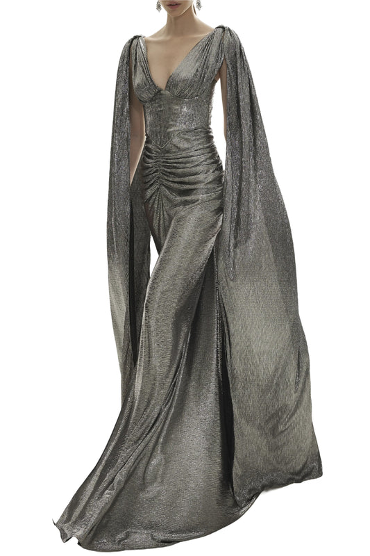 SILVER SARI DRESS