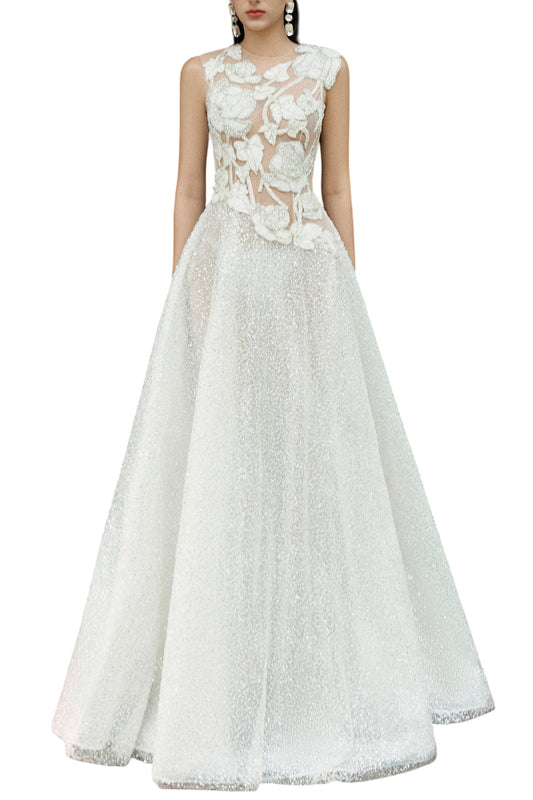 SLEEVELESS A LINE BALL GOWN