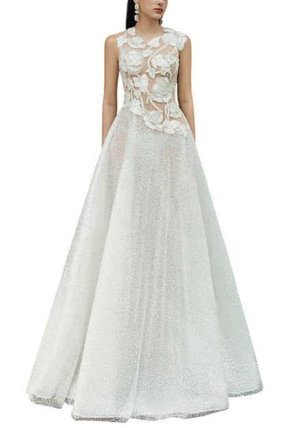 SLEEVELESS A LINE BALL GOWN