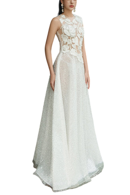 SLEEVELESS A LINE BALL GOWN