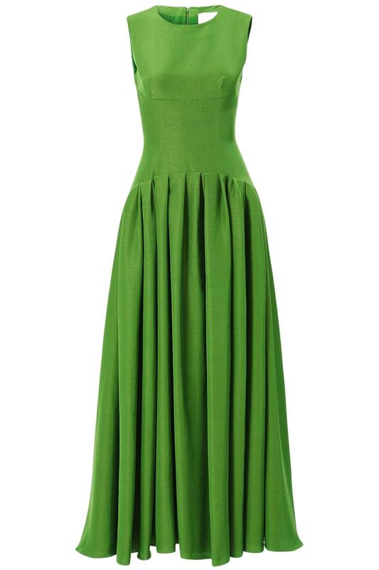 SLEEVELESS BOAT-NECK MAXI DRESS