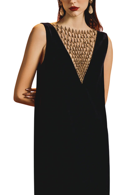 SLEEVELESS SEE-THROUGH CHEST DRESS