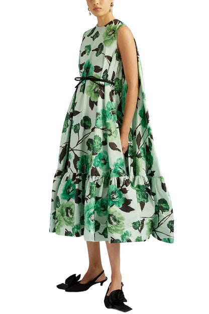 SLEEVELESS DRESS WITH CAPE DETAIL
