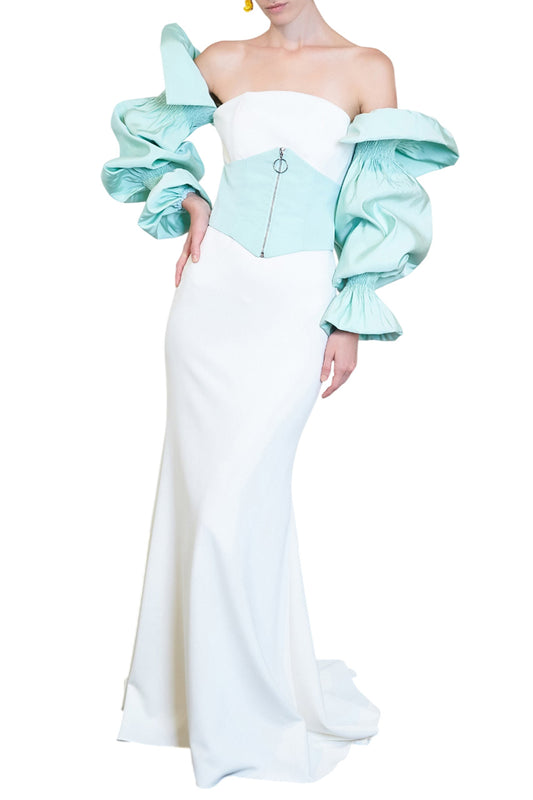 SMOCK SLEEVE GOWN & CORSET BELT