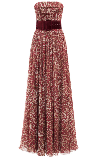 STRAPLESS LEOPARD CORSET GOWN