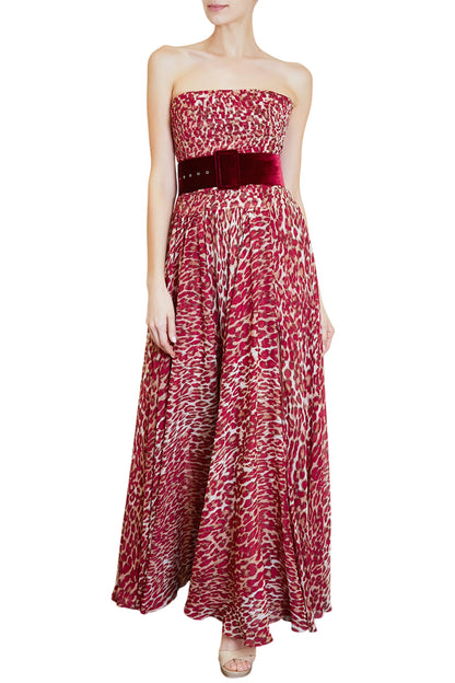 STRAPLESS LEOPARD CORSET GOWN