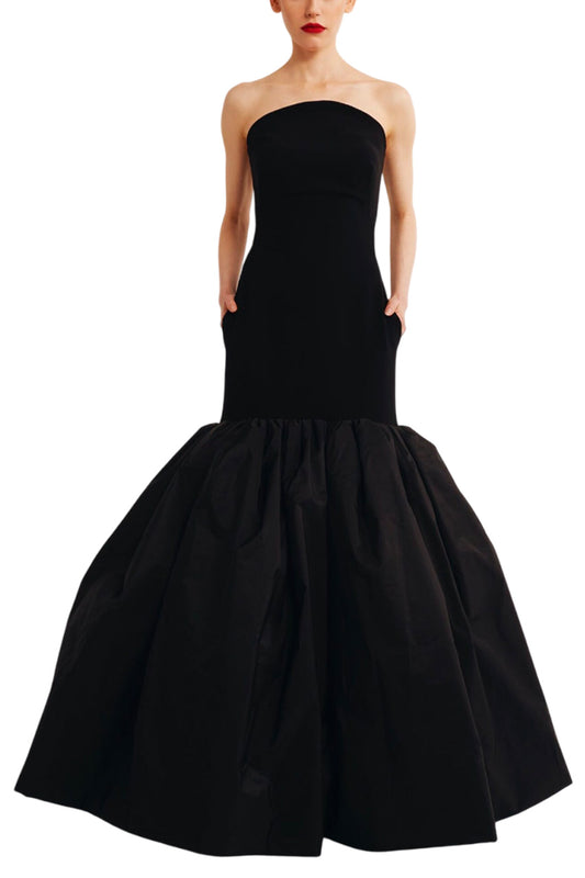 STRAPLESS MERMAID DRESS WITH DRAMATIC PLEATS