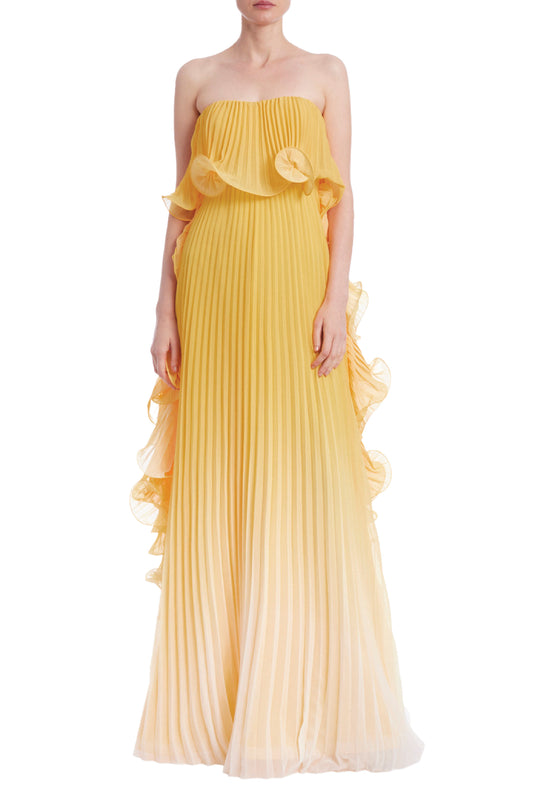 STRAPLESS OMBRE OCTOPUS GEORGETTE GOWN