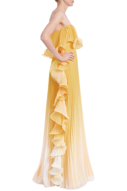 STRAPLESS OMBRE OCTOPUS GEORGETTE GOWN