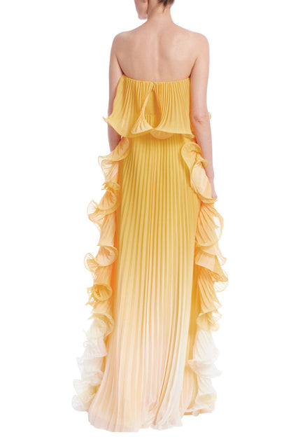 STRAPLESS OMBRE OCTOPUS GEORGETTE GOWN
