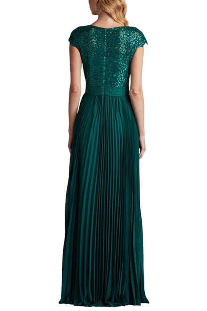 SURETTE SEQUIN EMBROIDERED & PLEATED CHIFFON GOWN