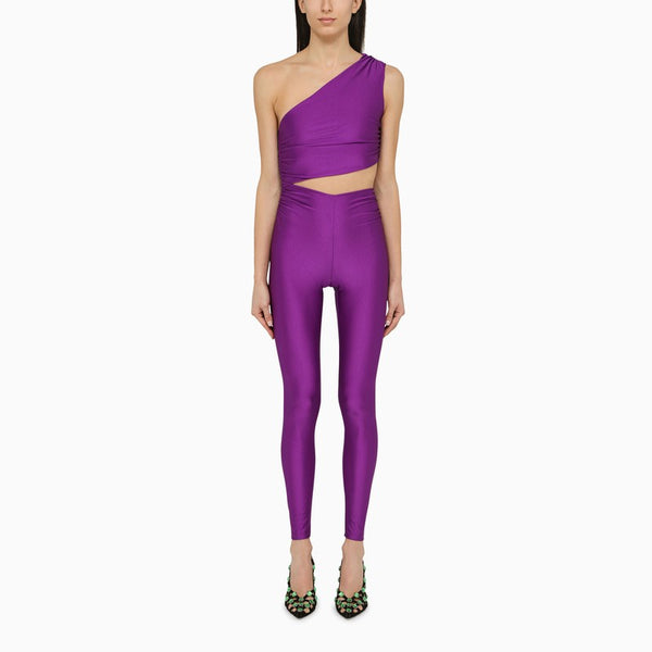 Asymmetrical Close-Fitting Jumpsuit In Mauve