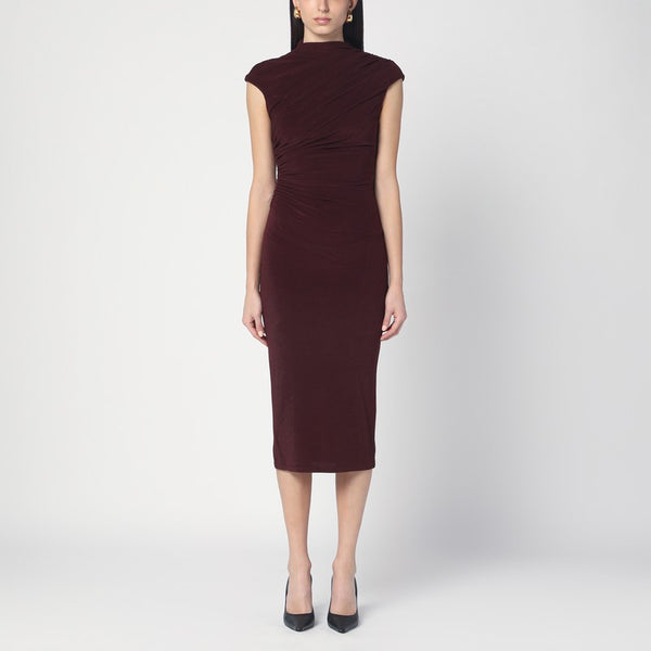 Cocoa Coloured Ruffled Midi Dress
