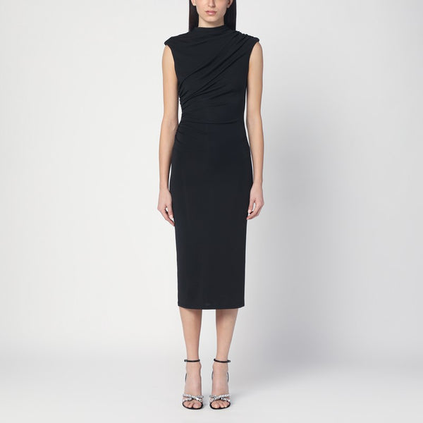 Black Ruffled Midi Dress
