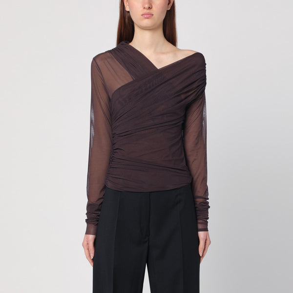 Asymmetrical Draped Brown Top