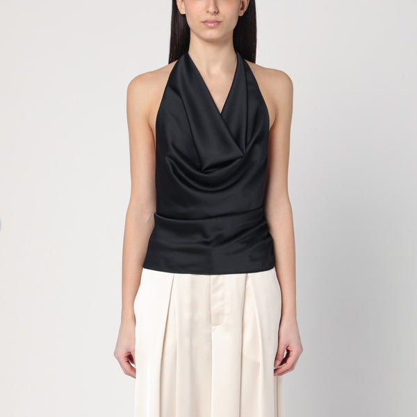Black Top With Draped Neckline