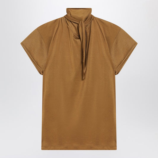 Cinnamon-brown T-shirt with scarf detail
