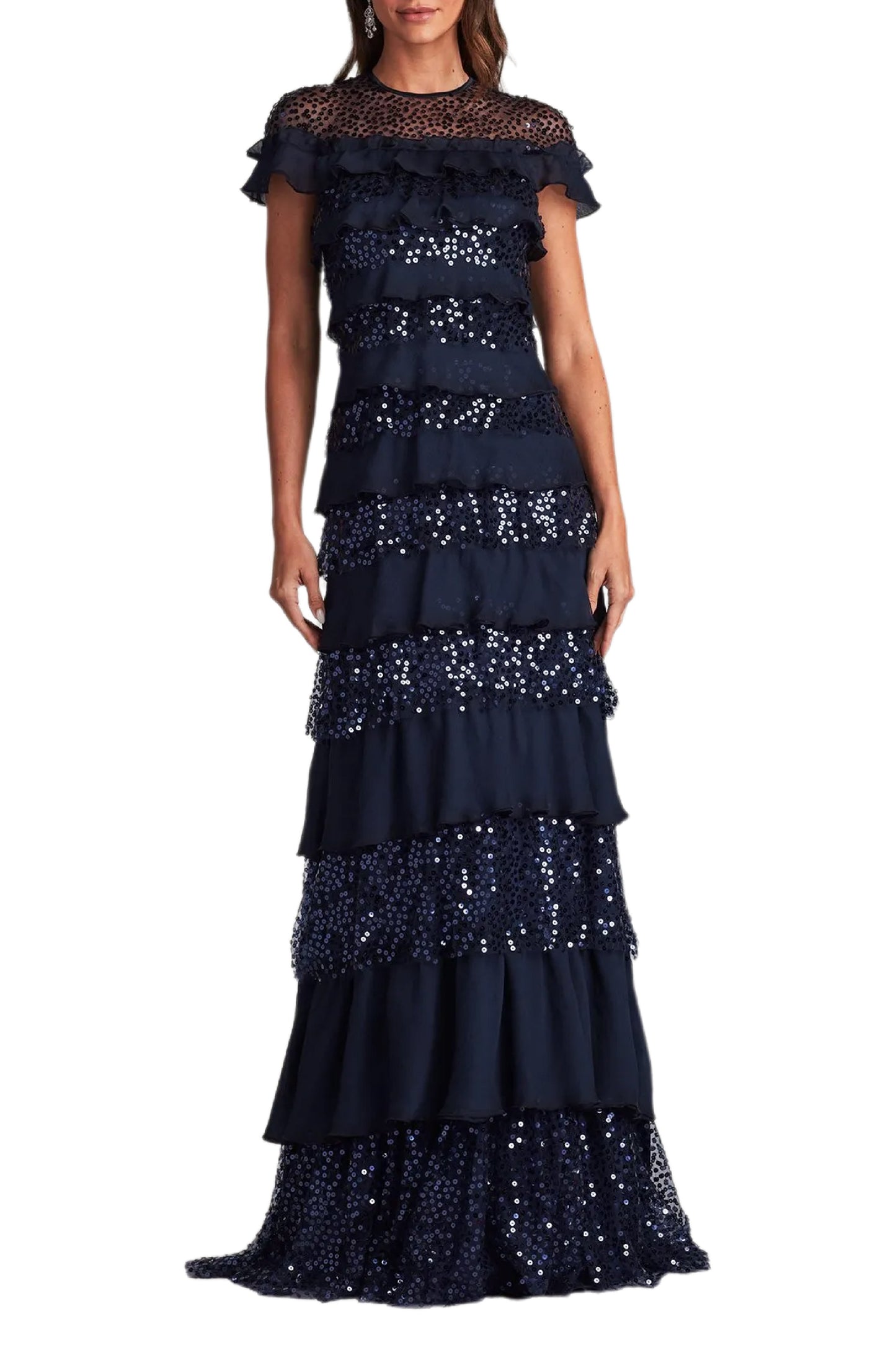 AYERS SEQUIN TIERED GOWN