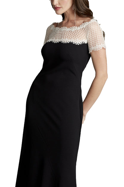 CONTRAST ILLUSION CREPE GOWN