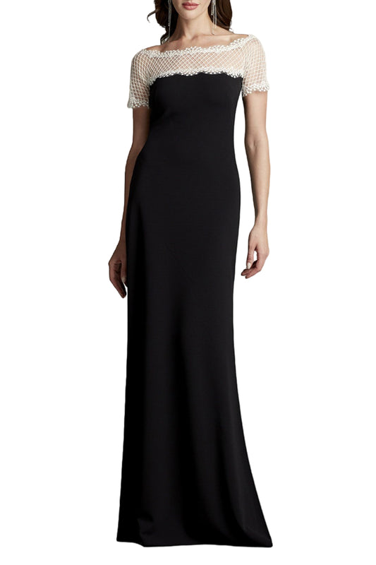 CONTRAST ILLUSION CREPE GOWN