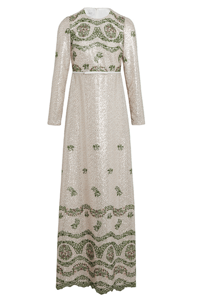 TAPISTRY SEQUIN-EMBROIDERED LONG DRESS