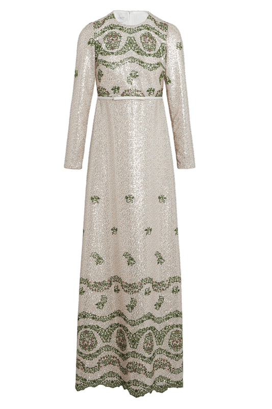 TAPISTRY SEQUIN-EMBROIDERED LONG DRESS