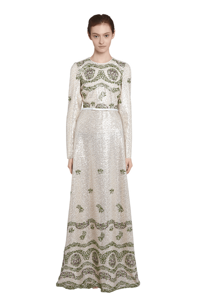 TAPISTRY SEQUIN-EMBROIDERED LONG DRESS