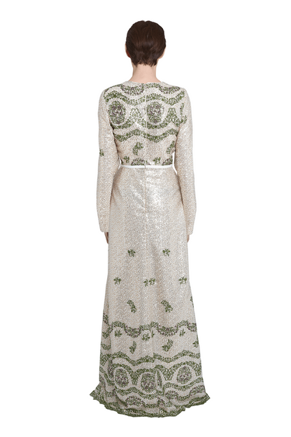 TAPISTRY SEQUIN-EMBROIDERED LONG DRESS