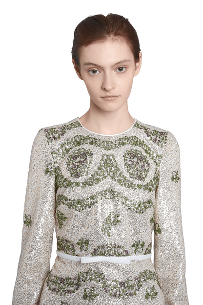 TAPISTRY SEQUIN-EMBROIDERED LONG DRESS
