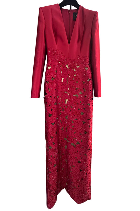 TAYLOR SHEATH FLORAL TAFFETA FLOOR LENGTH DRESS