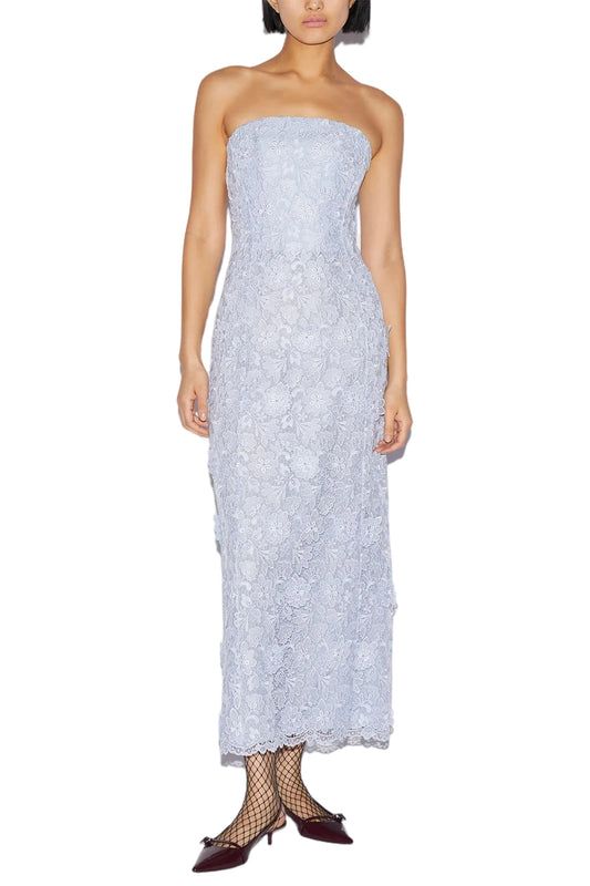 TIA DRESS DUSTY BLUE LACE