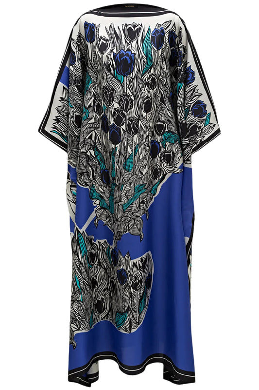 TULIPS CAFTAN IN BLUE