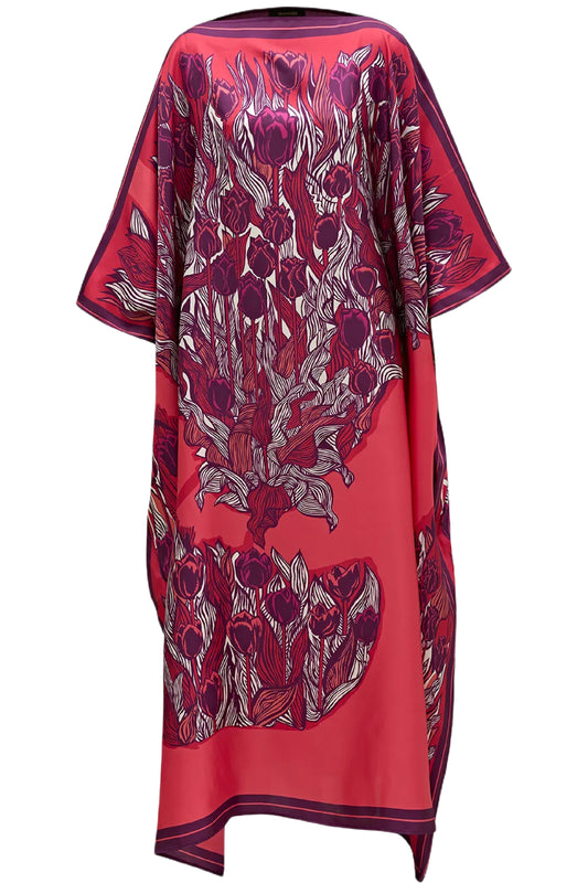 TULIPS CAFTAN IN FUCHSIA