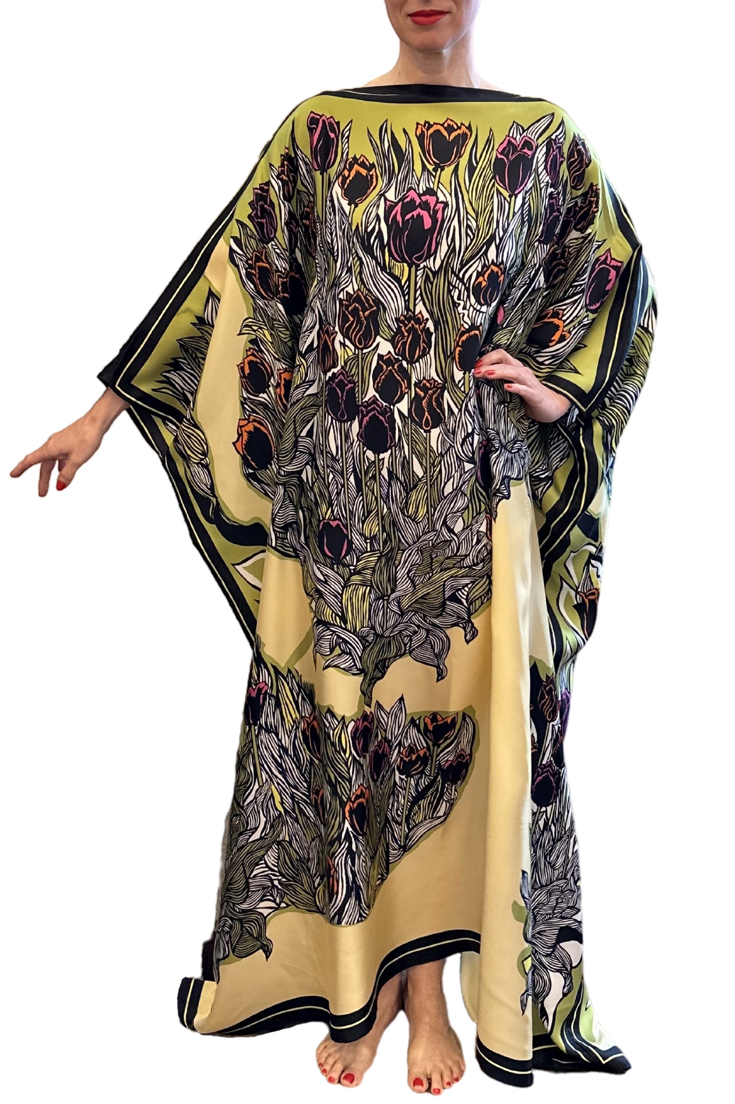 TULIPS CAFTAN IN YELLOW