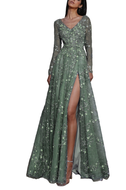 TWILIGHT FULL LENGTH GOWN WITH HIGH SLIT