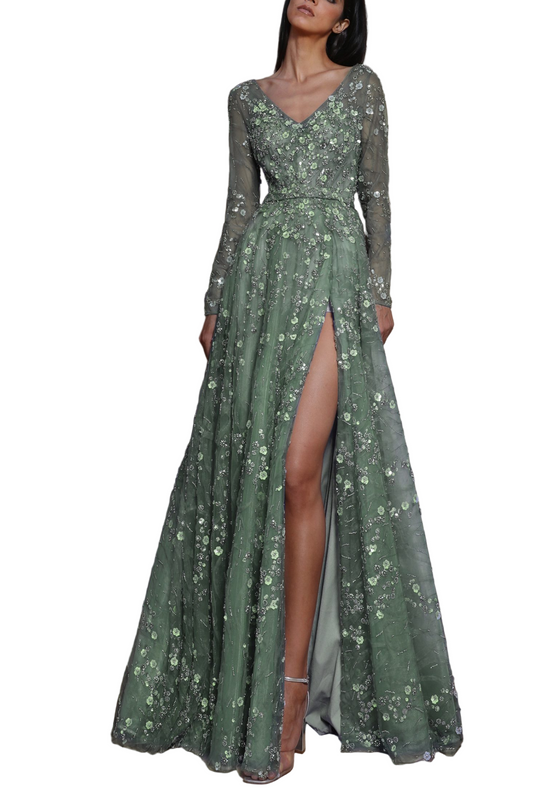 TWILIGHT FULL LENGTH GOWN WITH HIGH SLIT