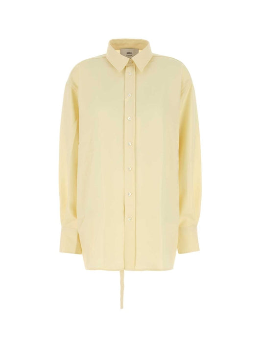 BACK SLIT WOOL LONG SLEEVE SHIRT