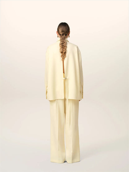 BACK SLIT WOOL LONG SLEEVE SHIRT