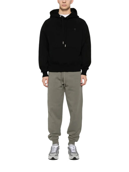 HEART LOGO EMBROIDERED COTTON HOODIE