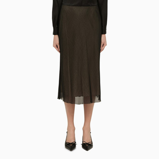 Black and beige viscose midi skirt