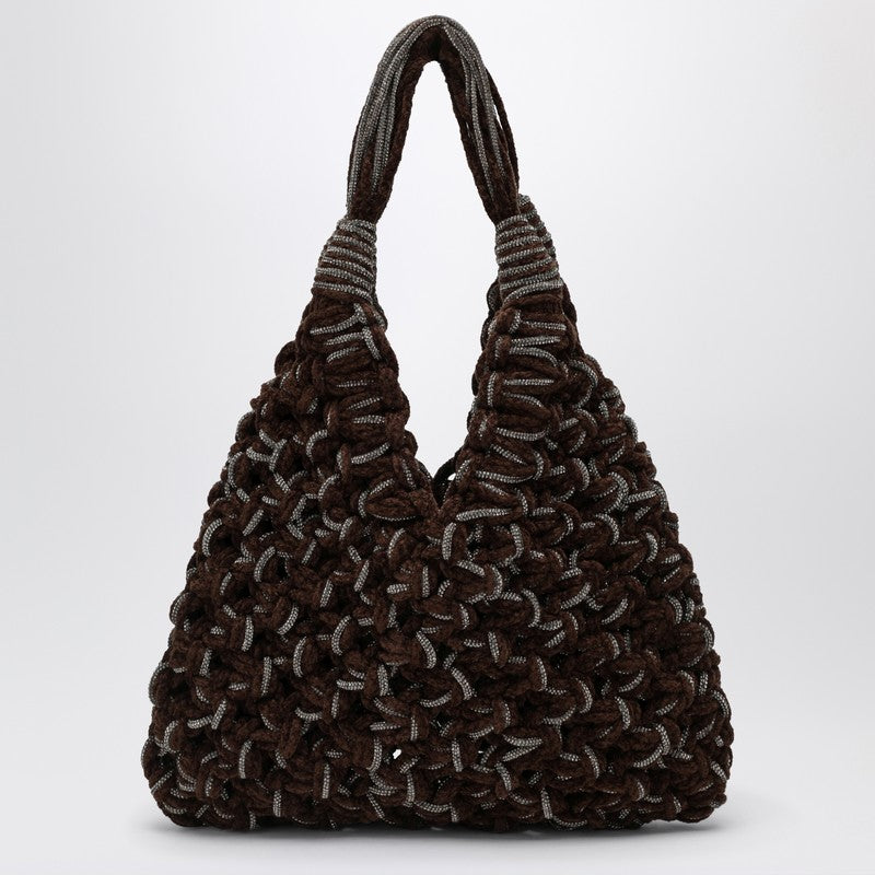 Vannifique Crystal Bag in Brown Velvet