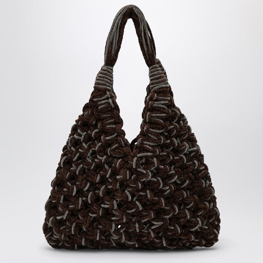 Vannifique Crystal Bag in Brown Velvet