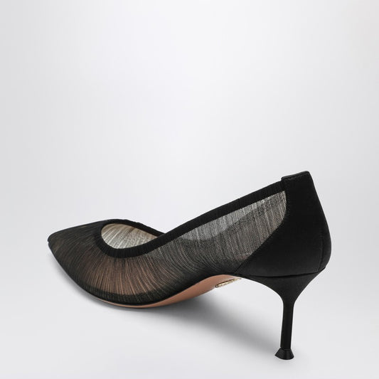 Voile black pumps in satin and mesh