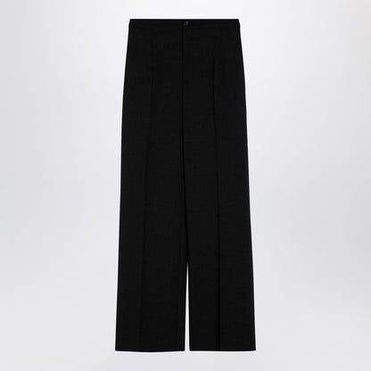 Anthracite Grey Wool Palazzo Trousers