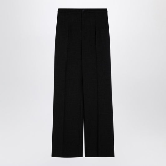 Anthracite Grey Wool Palazzo Trousers