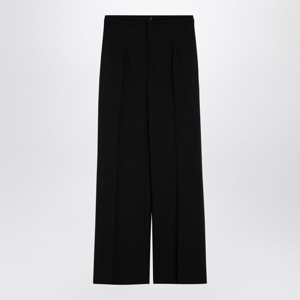 Anthracite Grey Wool Palazzo Trousers