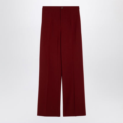Burgundy Wool Palazzo Trousers
